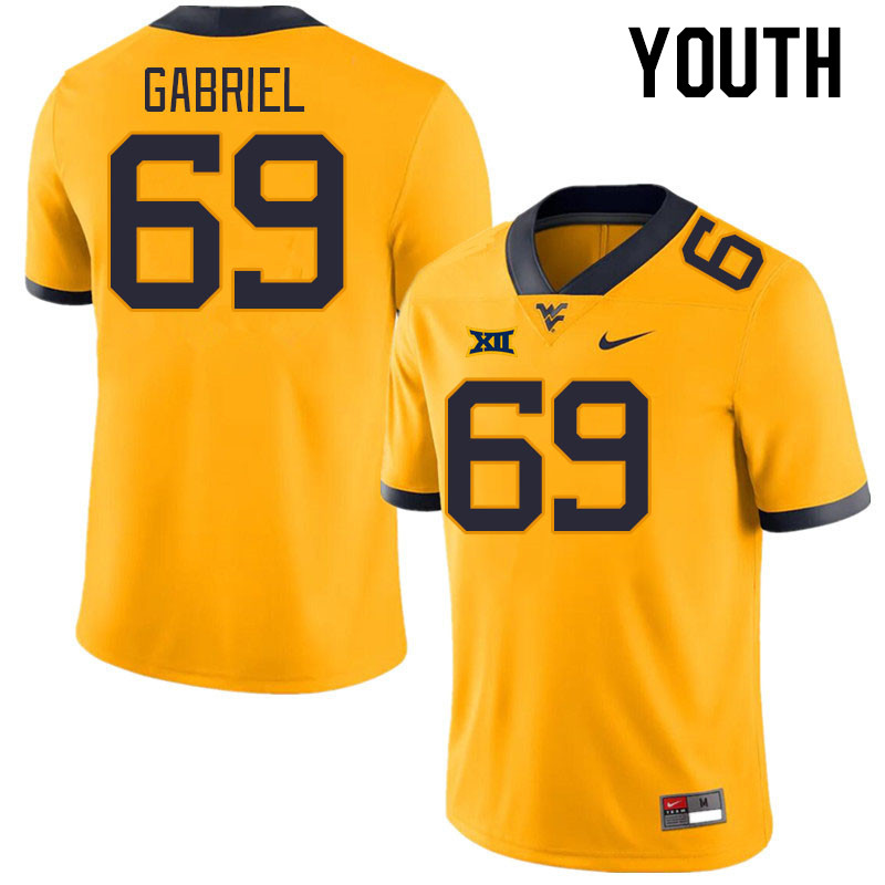 Youth #69 Nate Gabriel West Virginia Mountaineers College Football Jerseys Stitched Sale-Gold
